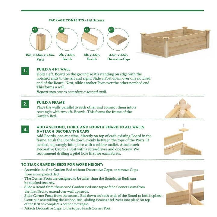 2ft x 4ft Cedar Wood Raised Garden Bed Planter Box - Made In USA