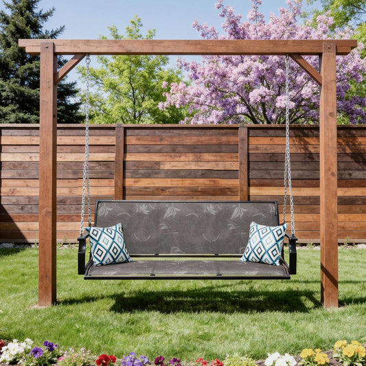 Grey Outdoor 2-Person Heavy Duty Porch Swing with 900 lb. Weight Capacity