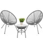3 Piece Grey Oval Patio Rope Woven Chair Bistro Set