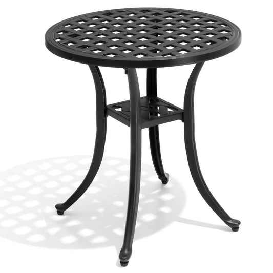 Round Weather Resistant Black Powder Coated Aluminum Outdoor Patio Bistro Table