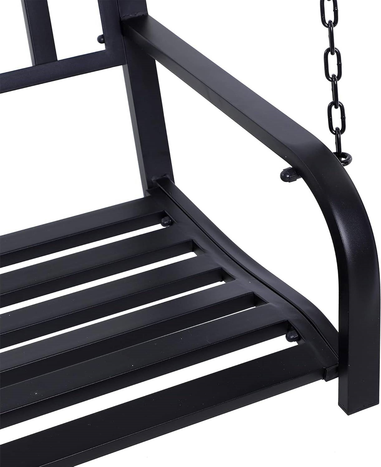 Modern Farmhouse Antique Black 2-Person Metal Outdoor Hanging Porch Swing