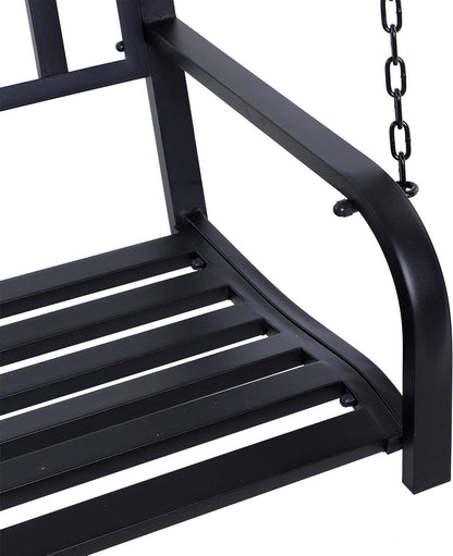 Modern Farmhouse Antique Black 2-Person Metal Outdoor Hanging Porch Swing