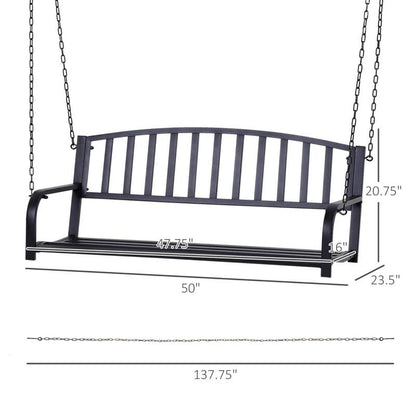Modern Farmhouse Antique Black 2-Person Metal Outdoor Hanging Porch Swing