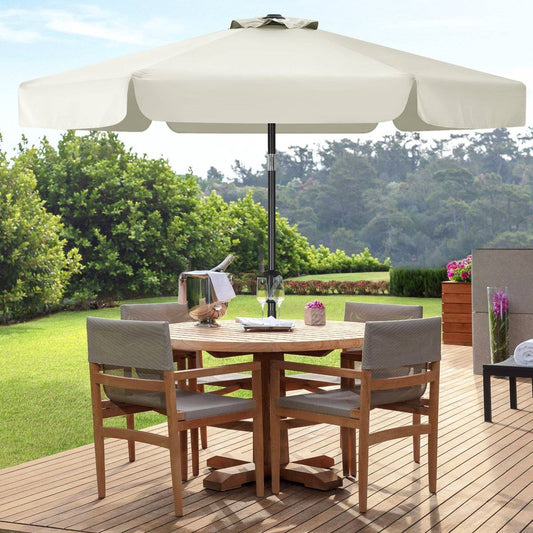 Off White 7.5 Foot Patio Umbrella with Push Button Tilt and Metal Pole