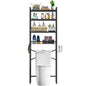 Over the Toilet Bathroom Storage Industrial Metal Wood Shelving Unit Black