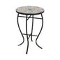 Round Mosaic Tile Bistro Style Outdoor Patio Table with Metal Base