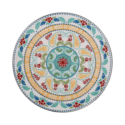 Round Mosaic Tile Bistro Style Outdoor Patio Table with Metal Base