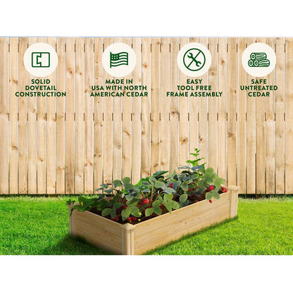 2ft x 4ft Low Profile Cedar Wood Raised Garden Bed Planter Box - Made In USA