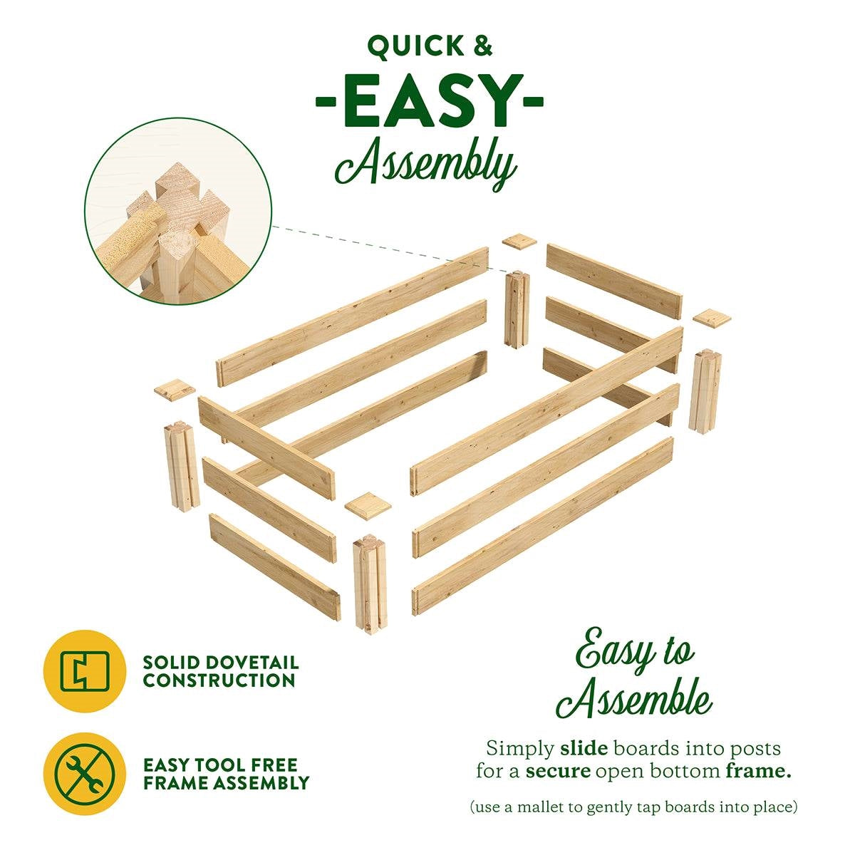 2ft x 4ft Low Profile Cedar Wood Raised Garden Bed Planter Box - Made In USA