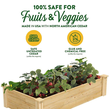 2ft x 4ft Cedar Wood Raised Garden Bed Planter Box - Made In USA