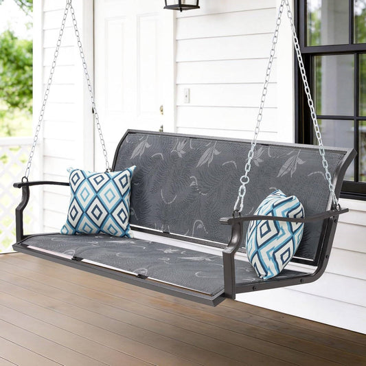 Grey Outdoor 2-Person Heavy Duty Porch Swing with 900 lb. Weight Capacity